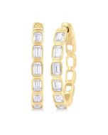 ThCa 14K White Gold Diamond Bezel Earrings