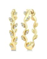 Leaf Diamond Fashion Hoop Earrings