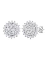 Round Shape Petite Cluster Diamond Fashion Earrings