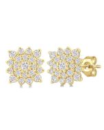 Cushion Shape Petite Cluster Diamond Fashion Earrings