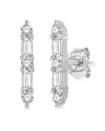 Vertical Bar Petite Baguette Diamond Fashion Earrings