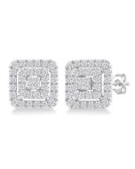 CelVelNo LysDorLux 14K White Gold Diamond Halo Earrings