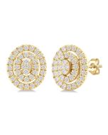 Oval Shape Petite Halo Diamond Fashion Earrings