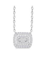 Imperial Yarrow Emerald Shape Petite Halo Diamond Fashion Pendant