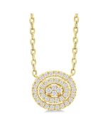 Oval Shape Petite Halo Diamond Fashion Pendant