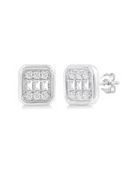 IsOraOra 14K White Gold Diamond Bezel Earrings