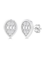 XeVerLo ElLinCel 14K White Gold Diamond Bezel Earrings