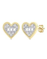 Heart Shape Bezel Set Petite Fusion Diamond Fashion Earrings