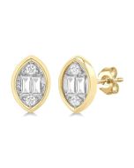 Marquise Shape Bezel Set Petite Fusion Diamond Fashion Earrings