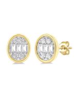 Oval Shape Bezel Set Petite Fusion Diamond Fashion Earrings