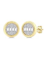 Round Shape Bezel Set Petite Fusion Diamond Fashion Earrings