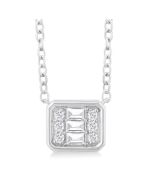 Echo Willow Emerald Shape East-West Bezel Set Petite Fusion Diamond Fashion Pendant