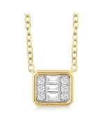Ivy Nocturne Emerald Shape East-West Bezel Set Petite Fusion Diamond Fashion Pendant