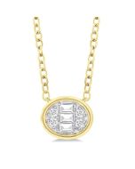 Oval Shape East-West Bezel Set Petite Fusion Diamond Fashion Pendant