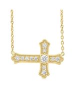 Gale Dahlia Sideway Cross Petite Diamond Fashion Pendant