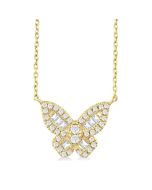 Sable Jasper Butterfly Petite Baguette Diamond Fashion Pendant