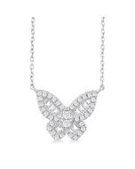 Luna Kestrel Butterfly Petite Baguette Diamond Fashion Pendant