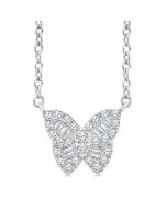 Deneuve Wisteria Butterfly Petite Baguette Diamond Fashion Pendant