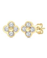 Clover Bezel Petite Diamond Fashion Earrings