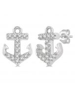Anchor Shape Petite Diamond Fashion Earrings