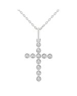Delphine River Cross Bezel Set Petite Diamond Fashion Pendant