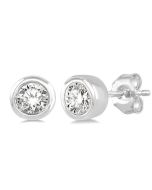 VelIonAr 14K White Gold Diamond Bezel Earrings