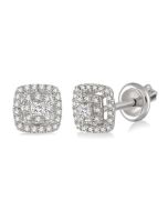 Cushion Shape Halo Diamond Fashion Earrings