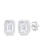 DorIsOra 14K White Gold Diamond Bezel Earrings