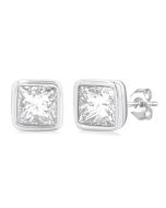 VelPhoMir 14K White Gold Diamond Bezel Earrings