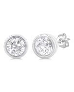 LuxVioLux 14K White Gold Diamond Bezel Earrings