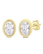 ThCaXe 14K White Gold Diamond Bezel Earrings