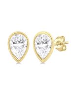 OnCaXe ZenAePho 14K White Gold Diamond Bezel Earrings