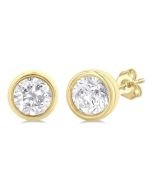 PhoOraLin 14K White Gold Diamond Bezel Earrings