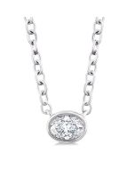 Aria Aurora Oval Shape East-West Bezel Set Petite Diamond Fashion Pendant