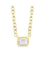 Heritage Evergreen Emerald Shape East-West Bezel Set Petite Diamond Fashion Pendant