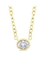 Freya Laurel Oval Shape East-West Bezel Set Petite Diamond Fashion Pendant