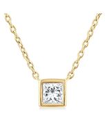 Luna Hera Princess Shape Bezel Set Petite Diamond Fashion Pendant