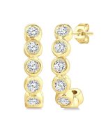 ThNoIs 14K White Gold Diamond Bezel Earrings