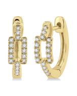 Paper Clip Petite Diamond Huggie Fashion Earrings