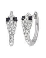 Snake Petite Black Diamond Huggie Fashion Earrings