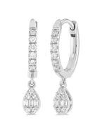 Pear Shape Fusion Petite Diamond Huggie Fashion Earrings