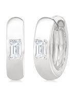 Emerald Shape Petite Prong Diamond Huggie Earrings