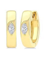 Marquise Shape Petite Prong Diamond Huggie Earrings