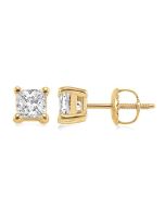 Princess Shape Diamond Stud Earrings