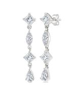 XeAeOn 14K White Gold Diamond Fashion Earrings
