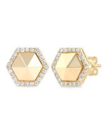 Hexagon Shape Petite Diamond Fashion Earrings