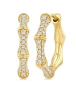 Petite Diamond Bamboo Huggie Fashion Earrings