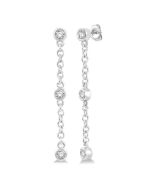 Diamond Station Long Chain Earrings