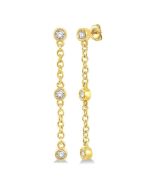 Diamond Station Long Chain Earrings