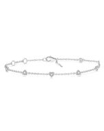 Heart Shape Diamond Station Chain Bracelet